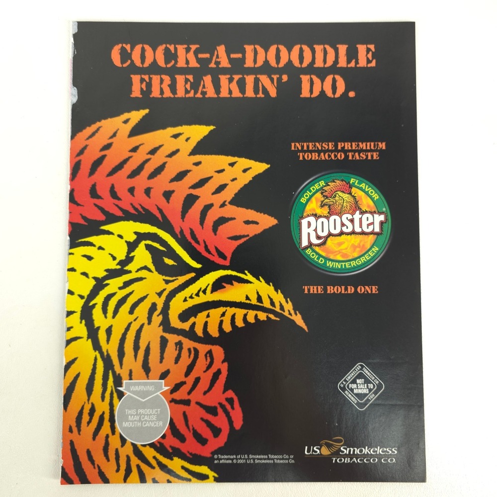 Rooster Bold Wintergreen Print Ad 2001 Tobacco Vintage Y2K Smokeless Collector
